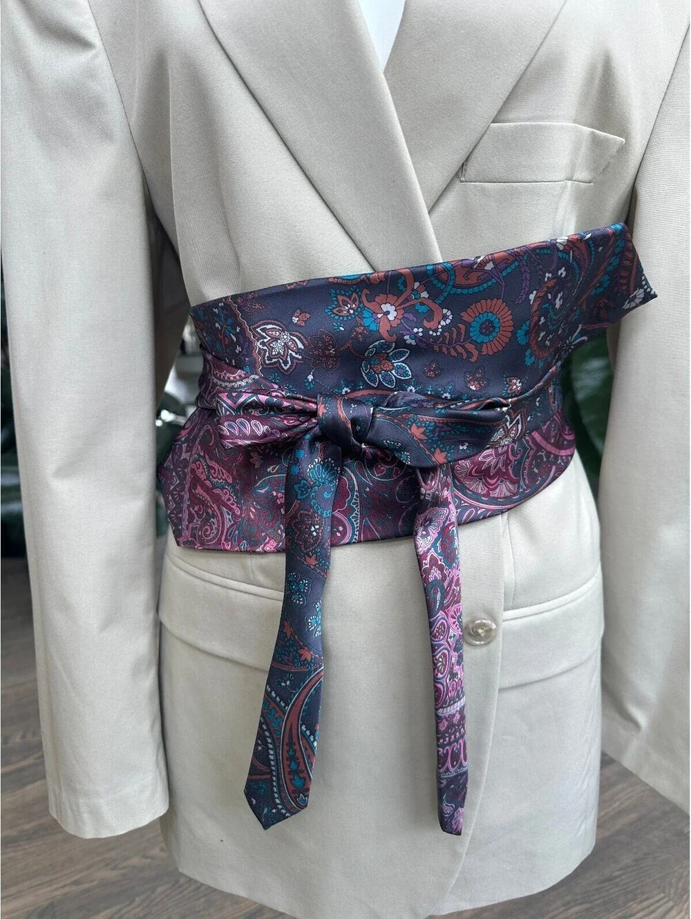 Upcycled Silk Necktie Obi Belt | Handmade Corset Style Belt | One-of-a-Kind | OS